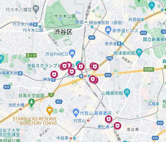 渋谷区性病診察マップ