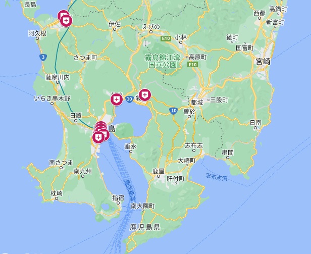鹿児島県性病診察マップ